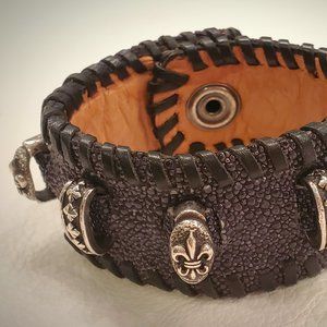 King Baby MB Cross x Fleur de Lis Stingray cuff bracelet